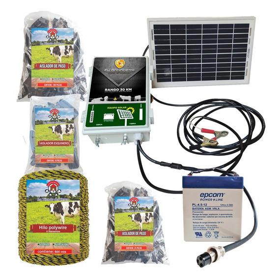 Cerco Electrico Ganadero Kit Solar (30 Km) + 500m De Hilo