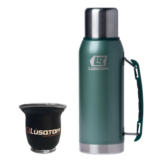 Termo 1l Manija Acero Inox Lusqtoff + Mate De Regalo 