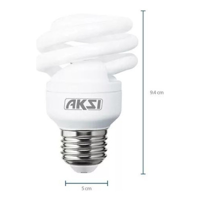 Foco Ahorrador Mini Aksi Espiral 13w Luz Blanca Calida 15 Pz