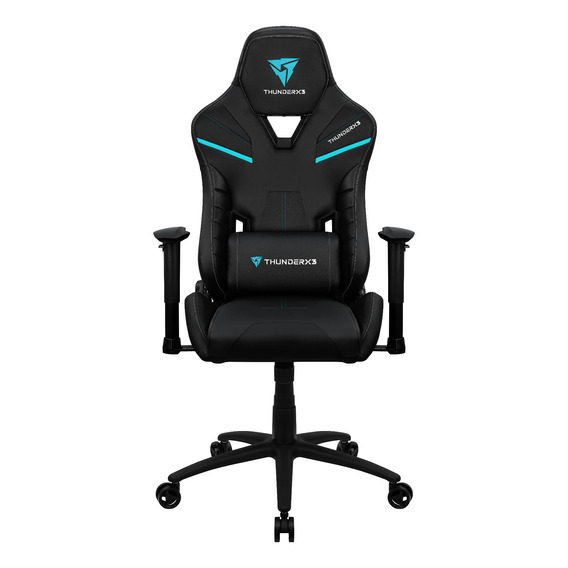 Silla de escritorio ThunderX3 TC5 gamer ergonómica  jet black con tapizado de cuero sintético