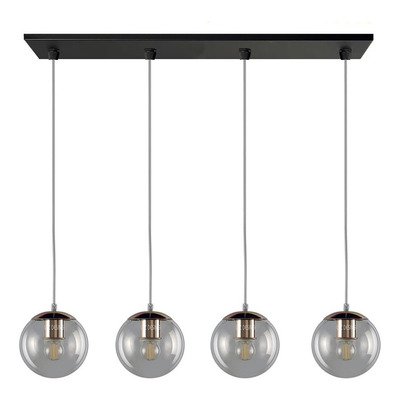 Colgante 4 Luces Globo Con Cobre Moderno Apto Led E-27 