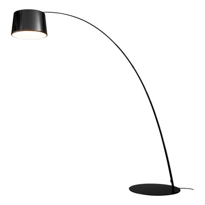 Lampara De Pie Curva Moderna Tepic Negra Apto Led Diseño 