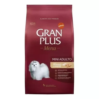 Alimento Gran Plus Menu Para Cão Adulto De Raça Mini Sabor Frango E Arroz Em Sacola De 15kg