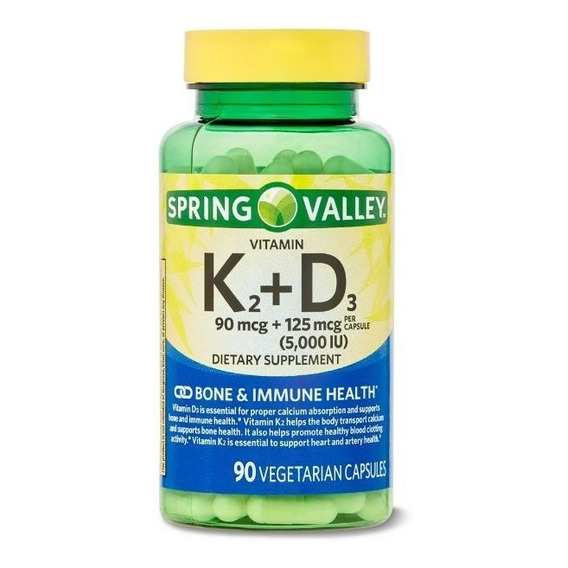 Vitamina K2 90 Mcg + D3 125 Mc 5000iu 90 Caps Spring Valley!
