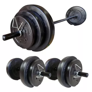 Barra + 2 Mancuernas + 50kg Discos Local Combo Kit Gym Bsfit