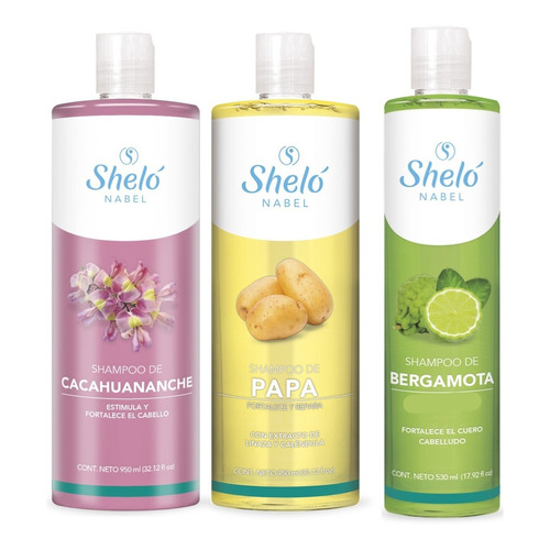  Shampoo De Papa 950ml, Cacahuananche 950ml Y Bergamota 530ml