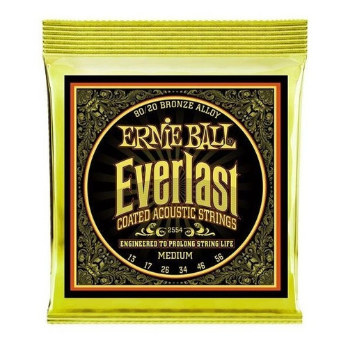 Ernie Ball 2554 Juego Cuerdas Guitarra Everlast Coated 13-56