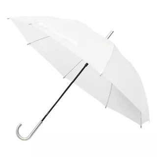 Paraguas Blanco Sombrilla Semiautomático Tipo Bastón 90cm Diseño De La Tela Liso