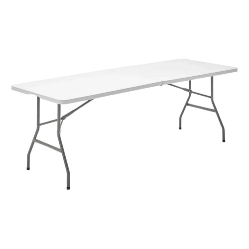 Mesa Plegable Valija Jardin Portatil Tablón 2.40 M Reforzada Color Blanco