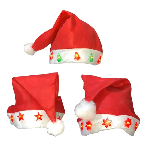 Xihbxyly Gorro de Papá Noel Iluminado, Gorro Navideño con Luces Led Intermitentes, Decoración Navideña Única, 3 Modos de Destello, Perfecto para Fiestas y Año Nuevo, Cómodo y Cálido, Tamaño Universal