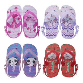 Kit 4 Pares Chinelo Sandália Infantil Bebê Menina Menino K39