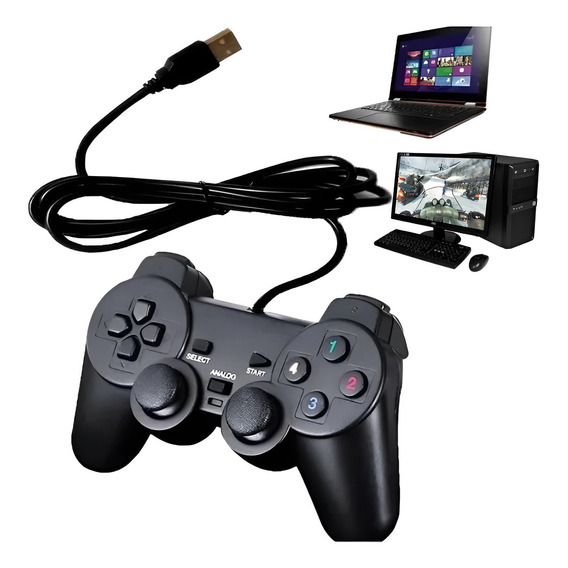 Controlador de joystick con cable PS2 para PC - Color negro mate