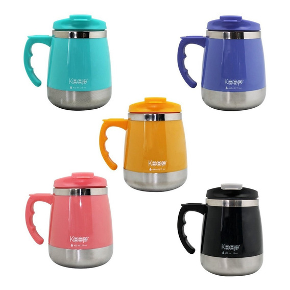 Jarra Taza Mug Térmica Con Asa Keep 400ml Colores Surtidos