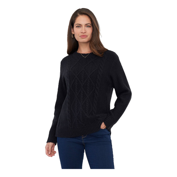 Sweater Mujer Trenzas Negro Corona