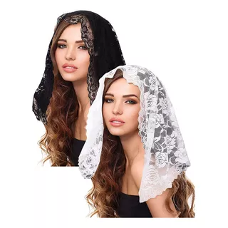 2 Mantilla De Encaje Capilla Iglesia Católica Velo Exquisita