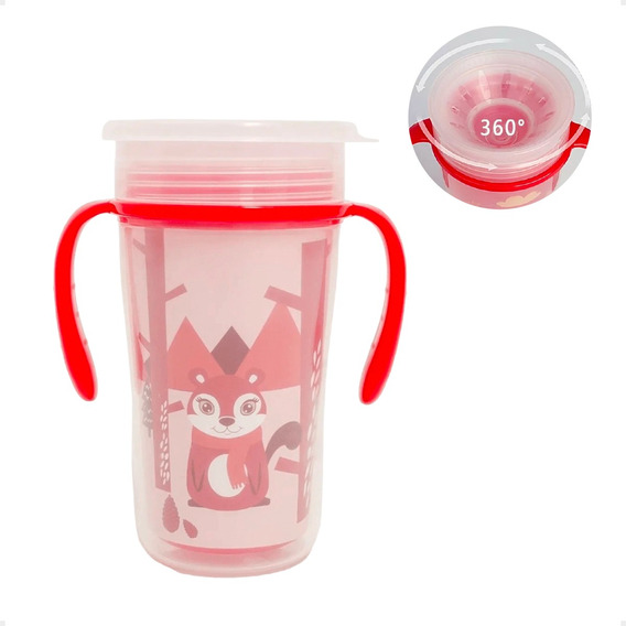 Vaso Para Bebes Magico 360 Antiderrame Con Asas Y Tapa  P