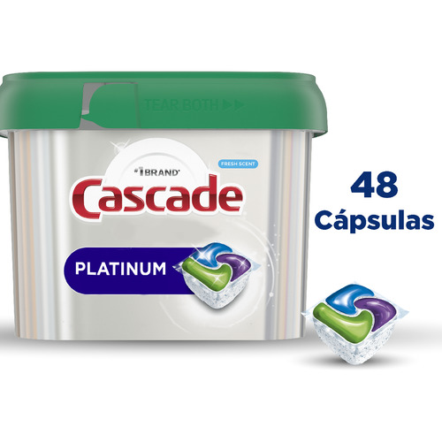 Detergente Lavavajillas Cascade Platinum Fresh, 48 Cápsulas