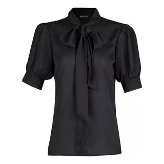 Blusa Dama Trevo 953-161 Negro Con Moño