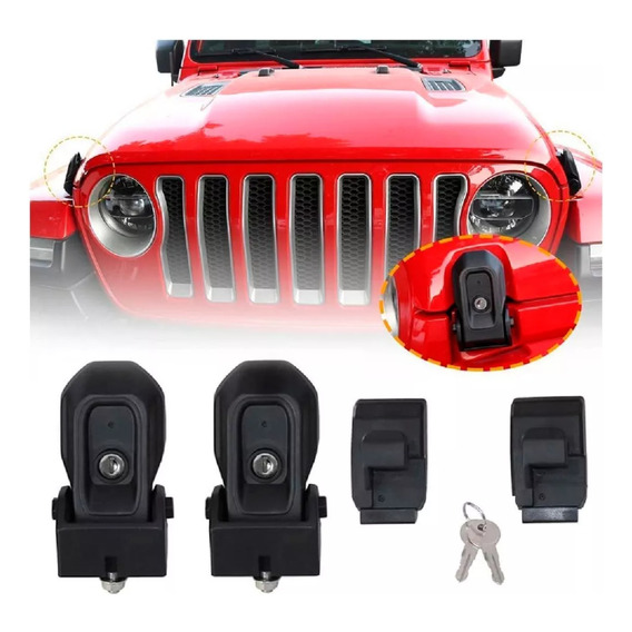 Par Candado Cofre Jeep Wrangler Jl Laterales Llaves Seguros