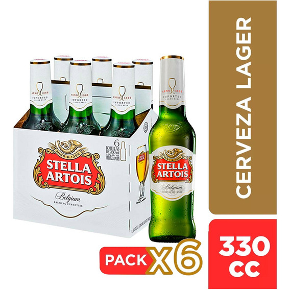 Pack 6 Cerveza Stella Artois Botella De 330cc