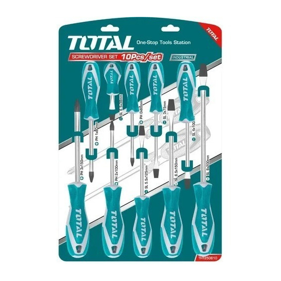 Set De 10 Destornilladores Industriales Total Tht250610