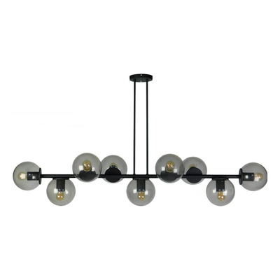 Lampara Barra 9 Luces Globo 15cm Fume Negro E27 Apto Led Negro - Globo Fume