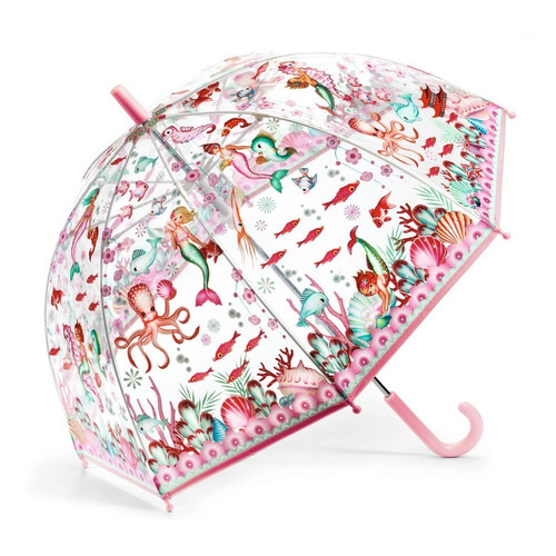 Paraguas Infantil Sirenas Transparente Djeco Cadaqués Kids Color Rosa claro