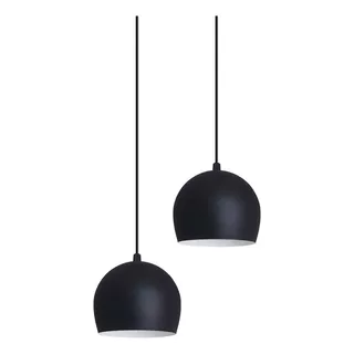 Lustre Luminária Pendente Retrô Bola Duplo Cobre Soquete E27 Cor Preto-fosco 110v 220v (bivolt)