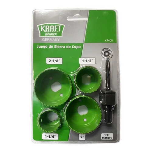 Sierra Copa Kraft Bohrer C/madril 1/4 Jgo.5 Pzas Color Verde