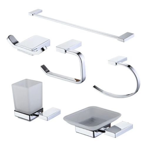 Set Kit Accesorios Baño Peirano 6 Piezas Linea 13006 Cromado