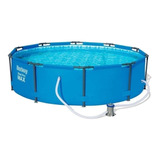 Piscina Estructural Redondo Bestway 56408 Con Capacidad De 4678 Litros De 3.05cm De Largo X 3.05cm De Ancho De 305cm De Diámetro  Azul Diseño Mosaico