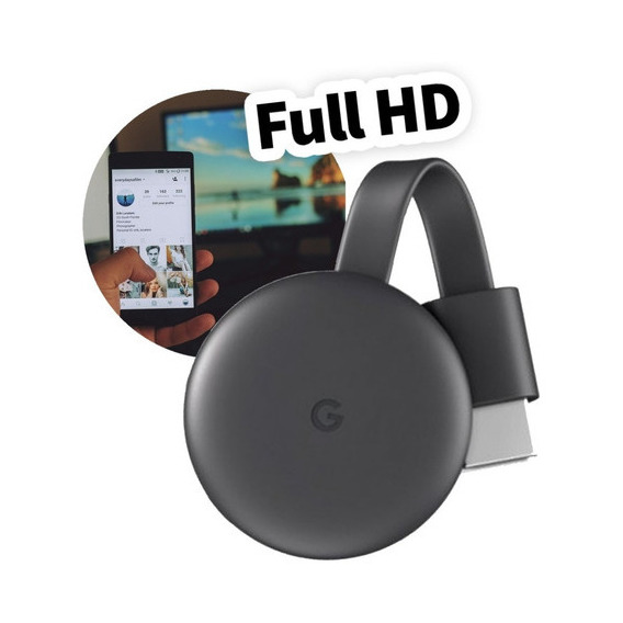  Google Chromecast 3rd Full Hd Convierte Tv En Tv Smart Apps Color Carbón