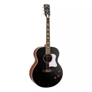 Guitarra Electroacústica Cort Cj Retro Para Diestros Vintage Black Matte Merbau Mate