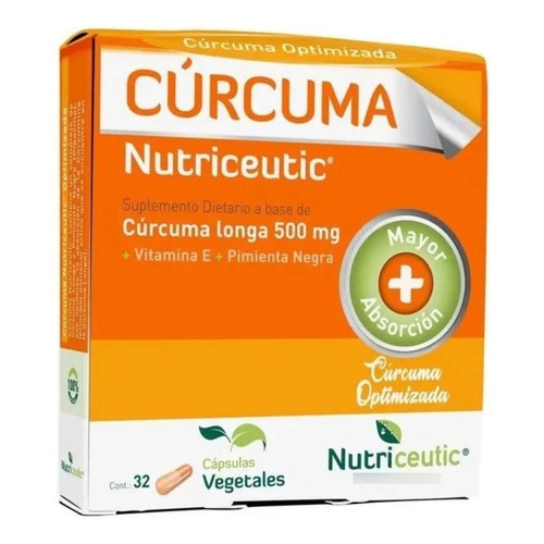 Cúrcuma Nutriceutic Vitamina E Y Pimienta Negra 32 Cápsulas Sabor S/sabor