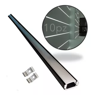 10 Pza Sobreponer Perfil Negro Aluminio Para Tira Led Casas