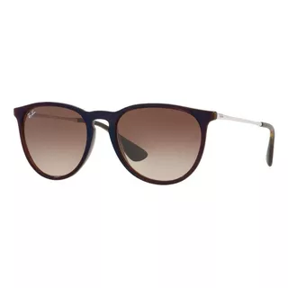 Anteojos De Sol Ray-ban Erika Classic Standard Con Marco Marroe, Lente Brown De Policarbonato Degradada, Varilla Dorada De Metal - Rb4274