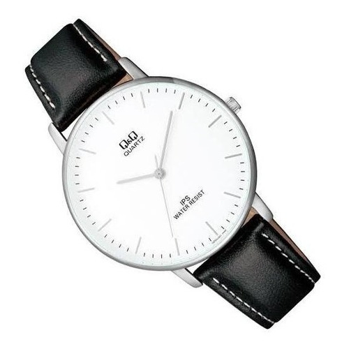 Reloj Q&q Modelo Qz00j301y Piel Negro Color del bisel Plateado Color del fondo Blanco
