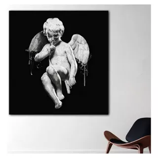 Cuadro Escultura Angel Artistico Canvas Elegante 120x120 D1
