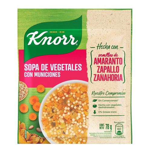 Sopa De Vegetales Knorr Con Municiones Sobre X 80 Gr