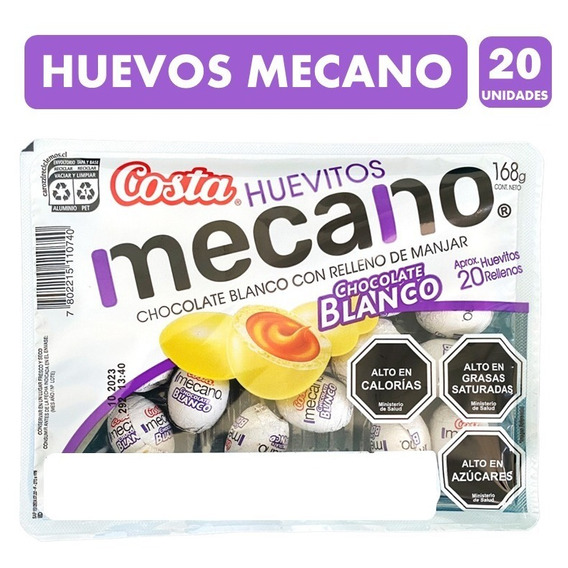 Huevitos De Pascua Mecano Blanco, Relleno Manjar (20 Uni)