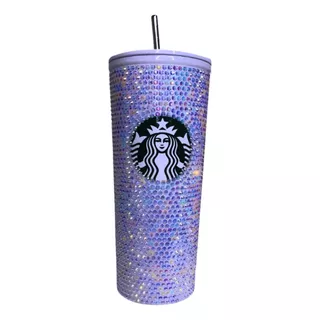 Vaso Termo Starbucks Brillos Diamantado  Popote Metalico 