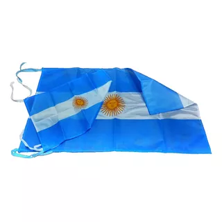 50 Banderas Argentinas 30x45cm Sol Oficial Cintas Para Atar