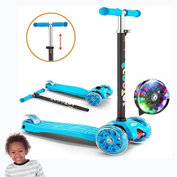 Scooter Monopatín Ruedas Led Niños Y Niñas Altura Regulable