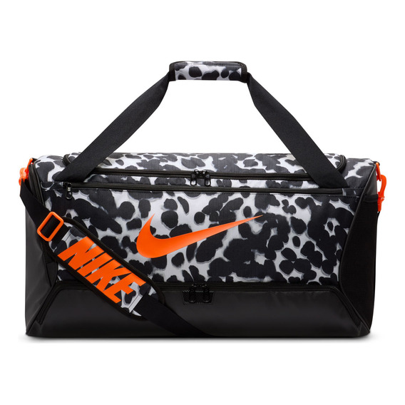 Maleta De Entrenamiento Mediana 60l Nike Brasilia Gris Color Gris humo claro/Negro/Naranja total