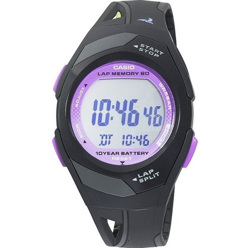 Reloj Casio Digital Str300 Dama Correa Negra Morado Full Color De La Correa Str-300-1ccf