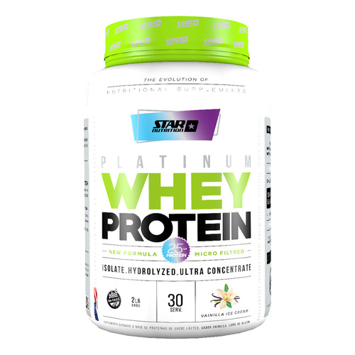 Suplemento en Polvo Star Nutrition Platinum Whey Protein Sabor Vanilla Ice Cream en Pote de 908g