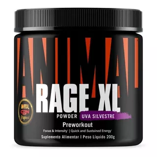 Polvo De Uva Rage Xl Pre-workout 221 G, Universal Para Antes Del Entrenamiento, Sabor A Uva Silvestre