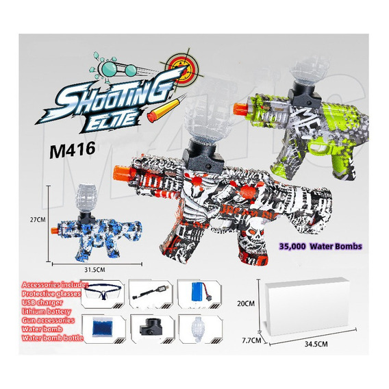 Pistola De Juguete Eléctrica De Gel M416, 35 000 Globos,