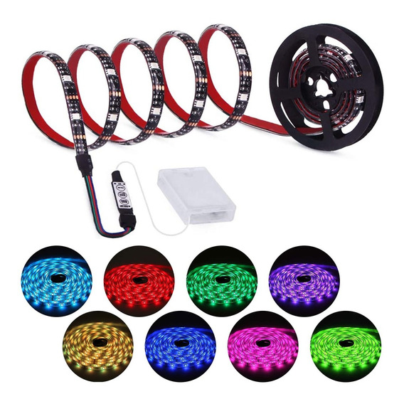 Tira De Luces Led Rgb Impermeable A Pila De 2 M/6.56 Ft