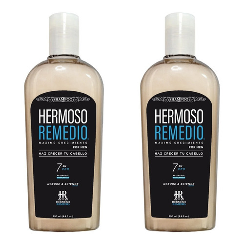 Pack Shampoo Hermoso Remedio ®  Anticaida Crecimiento Acelerado Anticaspa Reparador Hidratante Para Hombre 250ml Por 2 Unidades